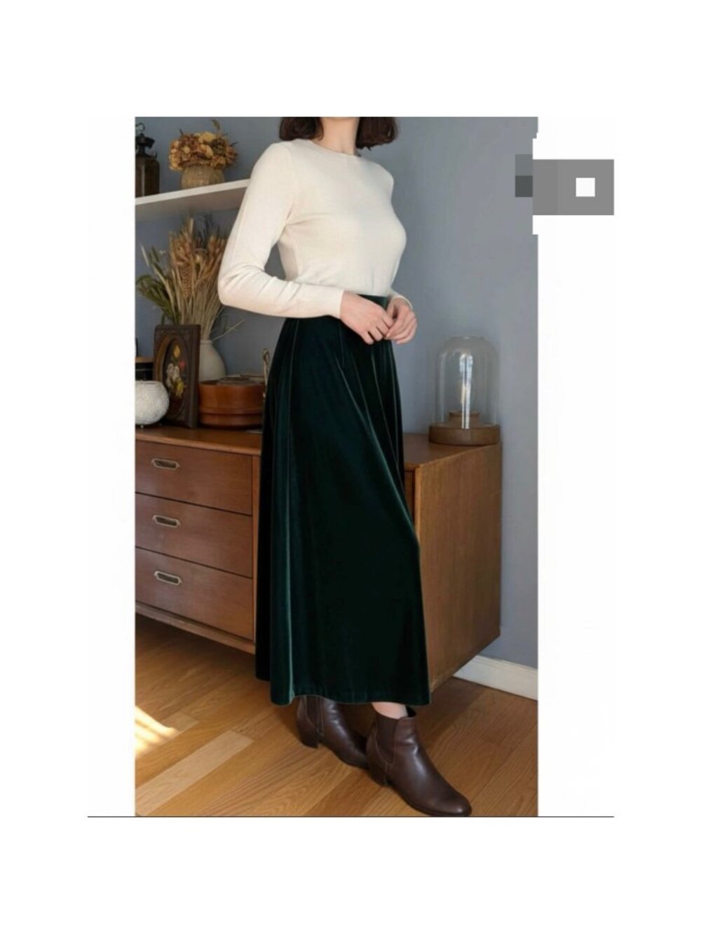 Vtg 90’s Talbots Green Velvet Midi Skirt Front Pleats Holiday Dark Academia S/M